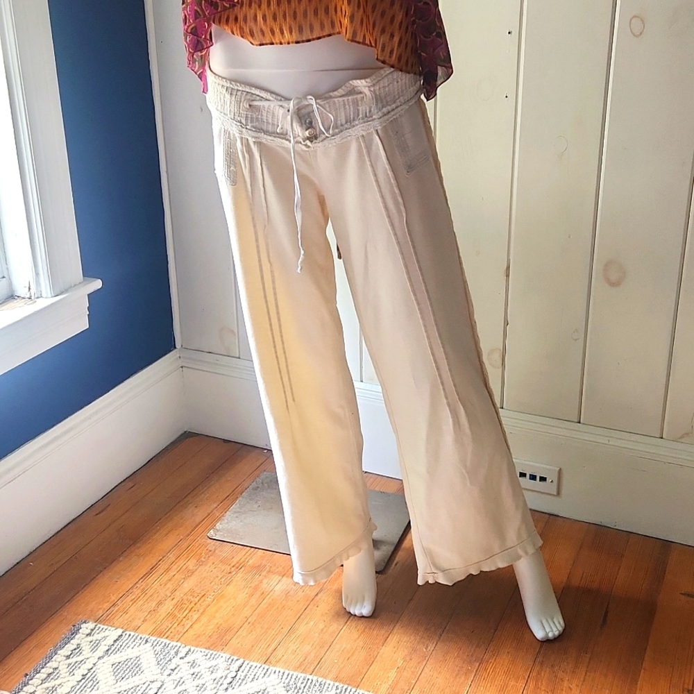 Free People Super-lowrise Cotton Wide leg pants.  S